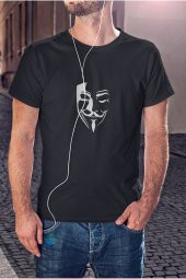 V For Vendetta Maske Baskılı Tişört Erkek Hediye Doğum Günü Hediyesi T-shirt - 3