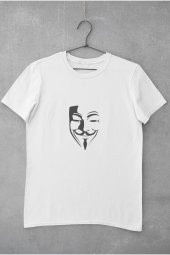 V For Vendetta Maske Baskılı Tişört Kadın Hediye Doğum Günü Hediyesi T-shirt - 2