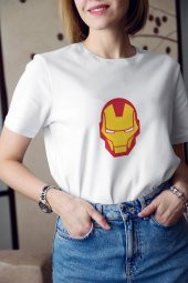 Marvel İron Man Renkli Maske Baskılı Tişört Kadın Hediye Doğum Günü Hediyesi - 1