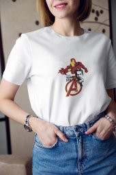 Marvel The Avengers İron Man Baskılı Tişört Kadın Hediye Doğum Günü Hediyesi - 1