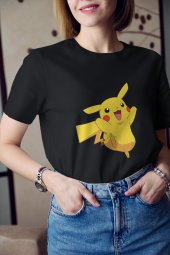 Pikachu Pokemon Çizgi Film Baskılı Tişört Kadın Hediye Doğum Günü Hediyesi thumbnail 3