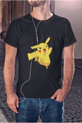 Pikachu Pokemon Çizgi Film Baskılı Tişört Erkek Hediye Doğum Günü Hediyesi - 3