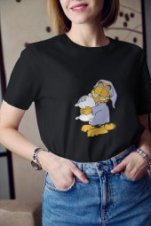 Garfield Çizgi Film Baskılı Tişört Kadın Hediye Doğum Günü Hediyesi T-shirt thumbnail 3
