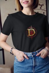 Diablo Oyun Logosu Baskılı Tişört Kadın Hediye Doğum Günü Hediyesi T-shirt thumbnail 3