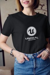 Unreal Engine Logo Ve Yazı Baskılı Tişört Kadın Hediye Doğum Günü Hediyesi - 3