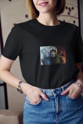 Mortal Kombat Scorpion Baskılı Tişört Kadın Hediye Doğum Günü Hediyesi T-shirt thumbnail 3