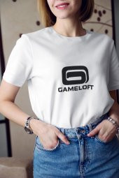 Gameloft Logo Baskılı Tişört Kadın Hediye Doğum Günü Hediyesi T-shirt - 1