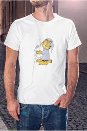Garfield Çizgi Film Baskılı Tişört Erkek Hediye Doğum Günü Hediyesi T-shirt - 1