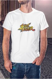 Street Fighter Sarı Turuncu Renkli Yazı Baskılı Tişört Erkek Hediye Doğum Günü - 1