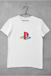Playstation Renkli Logo Baskılı Tişört Erkek Hediye Doğum Günü Hediyesi T-shirt - 2