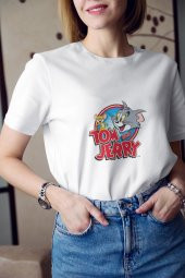 Tom Ve Jerry Çizgi Film Baskılı Tişört Kadın Hediye Doğum Günü Hediyesi T-shirt thumbnail 1