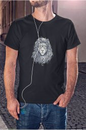 Yeleli Aslan Çizim Baskılı Tişört Erkek Hediye Doğum Günü Hediyesi T-shirt thumbnail 3