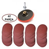 62 Parça 115 mm Avuç Taşlama Cırt Zımpara Seti + Matkap Aparatı - 1