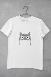 Baykuş Çizimi Baskılı Tişört Erkek Hediye Doğum Günü Hediyesi T-shirt - 2