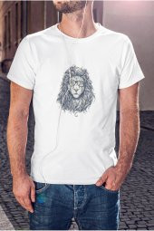 Yeleli Aslan Çizim Baskılı Tişört Erkek Hediye Doğum Günü Hediyesi T-shirt thumbnail 1