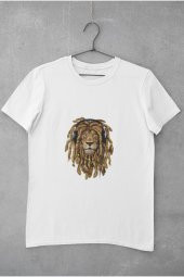 Rasta Yeleli Kulaklıklı Aslan Baskılı Tişört Erkek Hediye Doğum Günü Hediyesi - 2