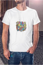 Renkli Karikatür Çizimi Baskılı Tişört Erkek Hediye Doğum Günü Hediyesi T-shirt thumbnail 1