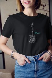 Notalı Müzik Yazı Baskılı Tişört Kadın Hediye Doğum Günü Hediyesi T-shirt thumbnail 3