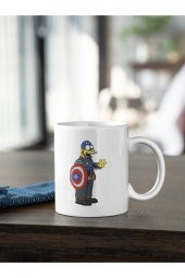 The Simpsons Homer Simpson Captain America Kostümü Kahve Kupası Hediye Kupa - 1
