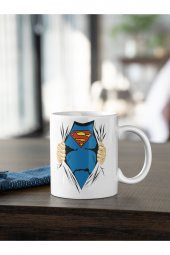 DC Superman Karakteri Kostüm Baskılı Kahve Kupası Hediye Kupa - 1