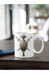 Warcraft Kalkan Kılıç Renkli Baskılı Kahve Kupası Hediye Kupa - 1