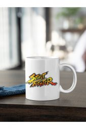 Street Fighter Sarı Turuncu Renkli Yazı Baskılı Kahve Kupası Hediye Kupa - 2