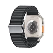 Gpack Apple Watch SE 2 2022 44mm Kordon Metal Tokalı Hasır Örgülü Naylon Kumaş KRD123 - 1