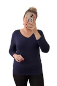Ön Arka V Yaka Kadın Bluz, Genç Anne Modern Kalıp Büyük Beden, Premium Terletmez Kışlık Bluz, Kadın - 1