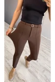 Tokalı Dar Paça Bilek Boy Likralı Pantolon, Kadın Dar Paça Pantolon - 1