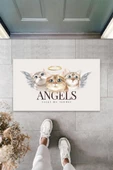 Home Beyaz Kapı Önü Paspası Angels Kediler Desen  K-3343 - 1