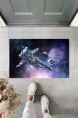 Dekoratif Dijital Galaxy Astronot Mavi Kapı Paspası Dış Mekan Paspas K-2119 - 1
