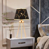 Apliqa Epona Siyah Desenli Şapkalı Gold Modern Dekoratif Salon Abajur thumbnail 1