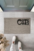 Dijital Baskı Gri Kedili Cute Cats Dekoratif Kapı Paspası K-2063 - 1