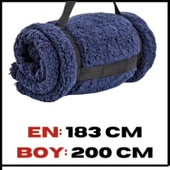Uyguna-Yakala Televizyon Battaniyesi Peluş Polar Lacivert-MLZ.305 - 1