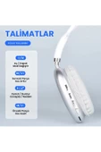 Maxron Beyaz P9 Lite Bluetooth 5.3 Kulak Üstü Kulaklık - 10 Saat Müzik, Micro SD & Type-C Şarj - 3