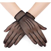 Periboia Siyah Renk Likralı File Eldiven Parmaklı Örgü Eldiven Yetişkin Boy thumbnail 5