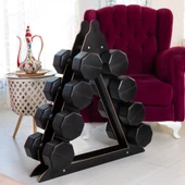 PS SPOR STANDLI EV TİPİ DAMBIL SETİ ( 3 KG + 6 KG + 8 KG + 10 KG + STAND ) - 2