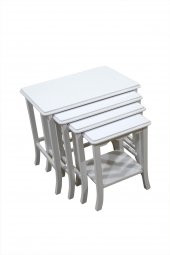 Zigon Sehpa Kayın Ahşap TORNA  Klasik  Model Lake Parlak Beyaz Renk 4lü El Yapım - 2