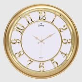 DUVAR SAATİ ALTIN SARISI ÇERÇEVELİ İÇİ BEYAZ 45CM KABARTMA RAKAMLI SELEFON KORUMALI AMERİKAN BRİSTOL KADRAN METALİK AKREP/YELKOVAN/SANİYE AKAR SANİYELİ MEKANİZMA AKRİLİK BOYA ABS HAMMADDE MİNERAL CAM - 1