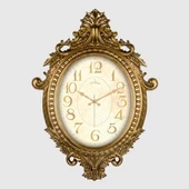 DUVAR SAATİ ALTIN SARISI ÇERÇEVE İÇİN KREM RENGİ ÇAP:73cm x 54cm VİNTAGE TAÇLI EKSİTME DEKORATİF AMERİKAN BRİSTOL KADRAN AKAR SANİYELİ MEKANİZMA AKRİLİK BOYA ABS HAMMADDE MİNERAL CAM - 1