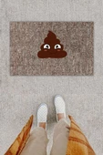 Dijital Baskı Dekoratif Kaka Emoji Gri Kapı Önü Paspası K-1289 - 1