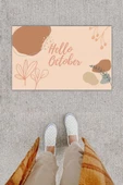 Dijital Baskı Dekoratif Hello October Pudra Kapı Önü Paspası K-1224 - 1