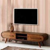 Oval Tv Sehpası Ahşap 2 Çekmeceli Kaliteli ürün - 1