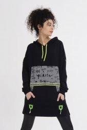 Reflektör Baskılı Kapüşonlu Penye Sweatshirt - 3