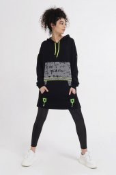 Reflektör Baskılı Kapüşonlu Penye Sweatshirt - 8
