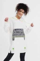 Reflektör Baskılı Kapüşonlu Penye Sweatshirt - 9
