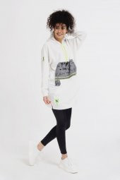 Reflektör Baskılı Kapüşonlu Penye Sweatshirt - 10