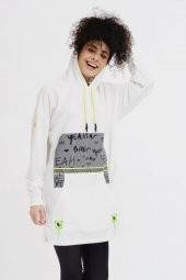 Reflektör Baskılı Kapüşonlu Penye Sweatshirt - 12