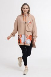 Kapşonlu Paraşüt Garnili Penye Sweatshirt - 2