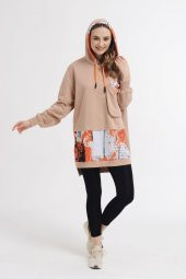Kapşonlu Paraşüt Garnili Penye Sweatshirt - 5